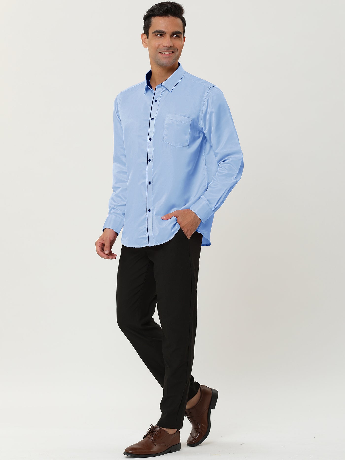 Bublédon Classic Long Sleeve Button Down Solid Dress Shirt