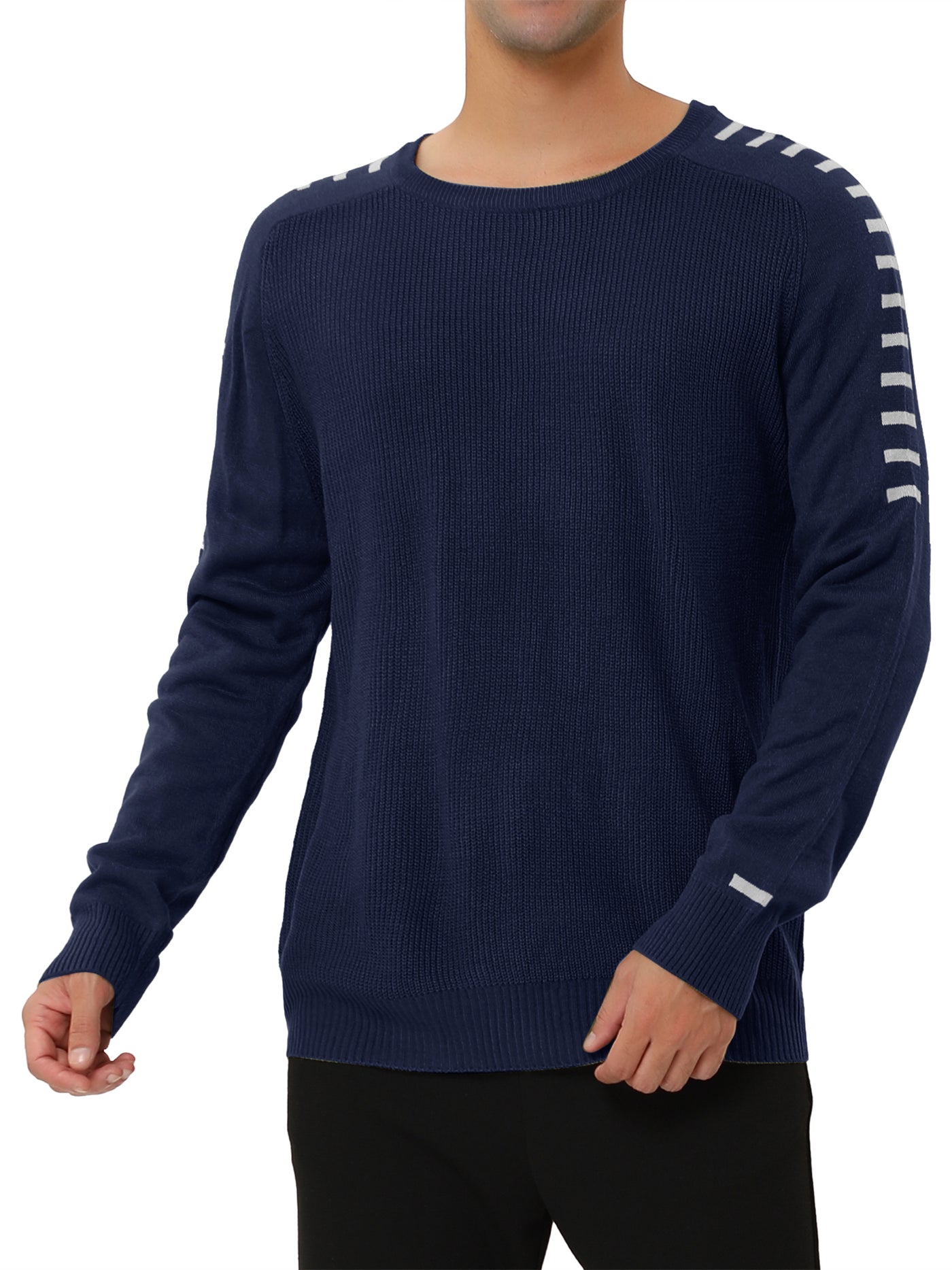 Bublédon Casual Rib Knitted Crew Neck Long Sleeve Pullover