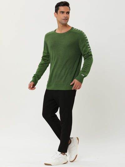 Casual Rib Knitted Crew Neck Long Sleeve Pullover