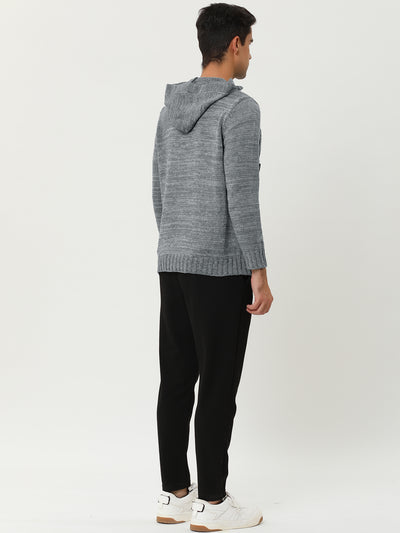 Winter Drawstring Hooded Long Sleeve Knit Pullover