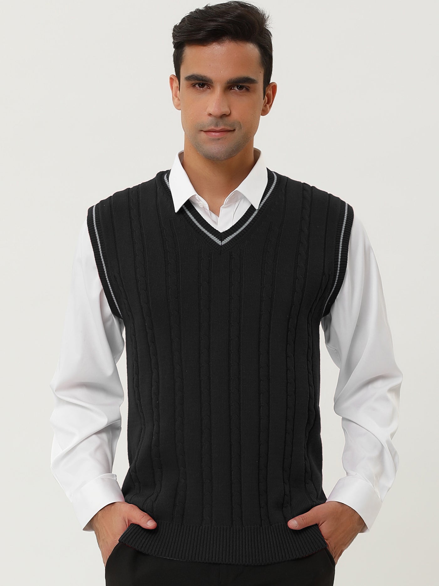 Bublédon Classic Knit Sleeveless V-Neck Pullover Sweater Vest