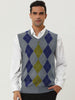Casual V Neck Sleeveless Argyle Knit Sweater Vest