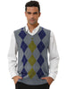 Casual V Neck Sleeveless Argyle Knit Sweater Vest