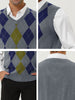 Casual V Neck Sleeveless Argyle Knit Sweater Vest