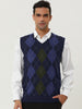 Casual V Neck Sleeveless Argyle Knit Sweater Vest