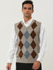 Casual V Neck Sleeveless Argyle Knit Sweater Vest