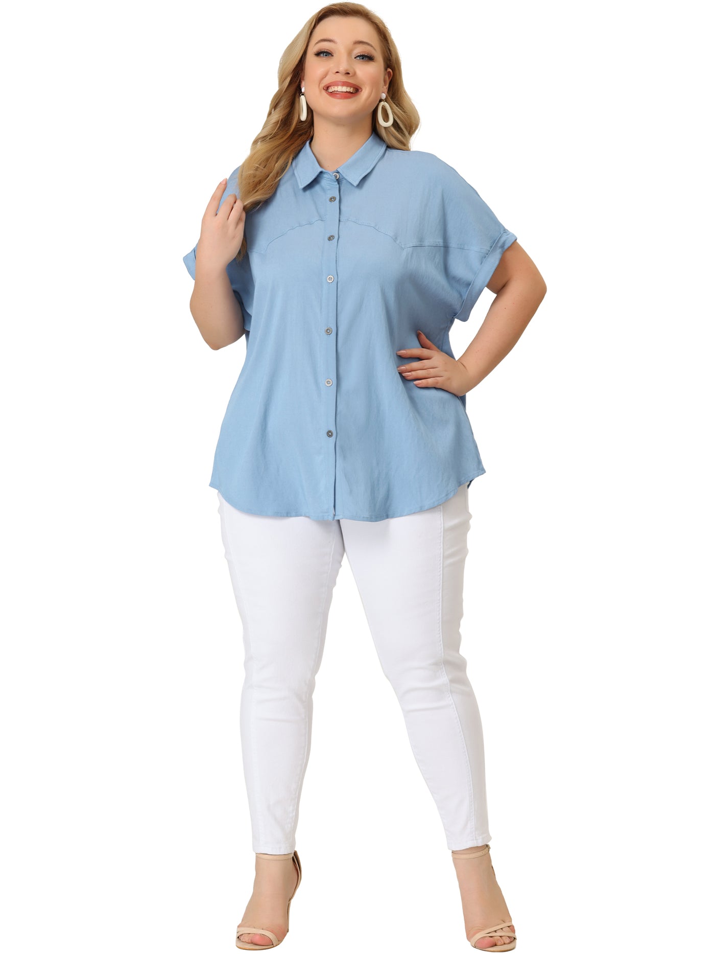 Bublédon Garment Wash H Line Button Down Set-in Sleeve Shirt