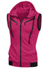 Kangaroo Pocket Zip Up Drawstring Hooded Vest