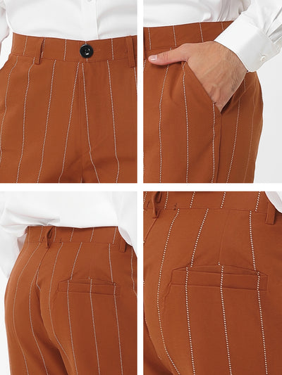 Stripe Printed Flat Front Business Pencil Dress Pants