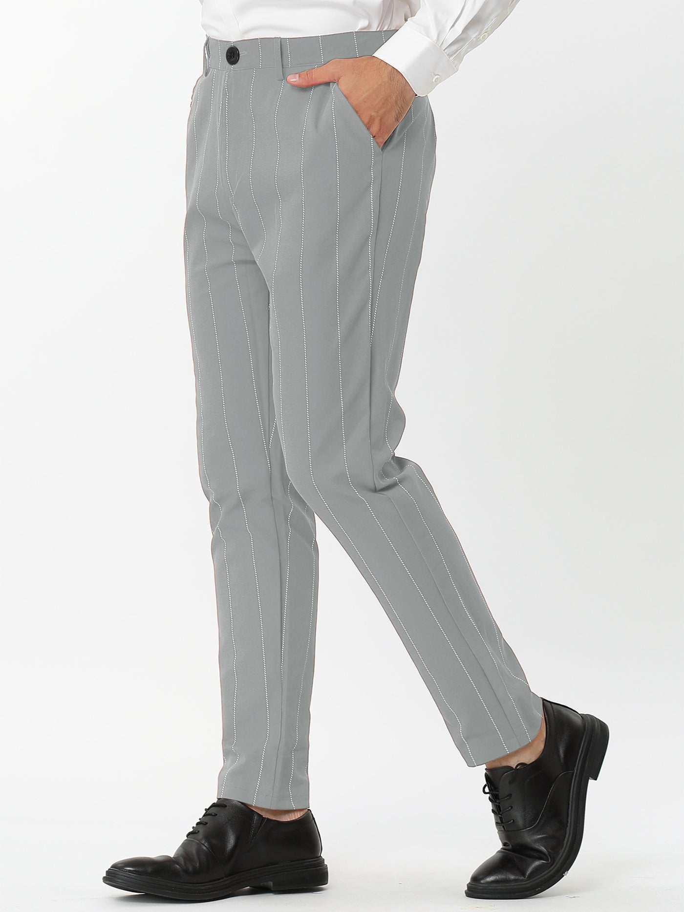 Bublédon Stripe Printed Flat Front Business Pencil Dress Pants