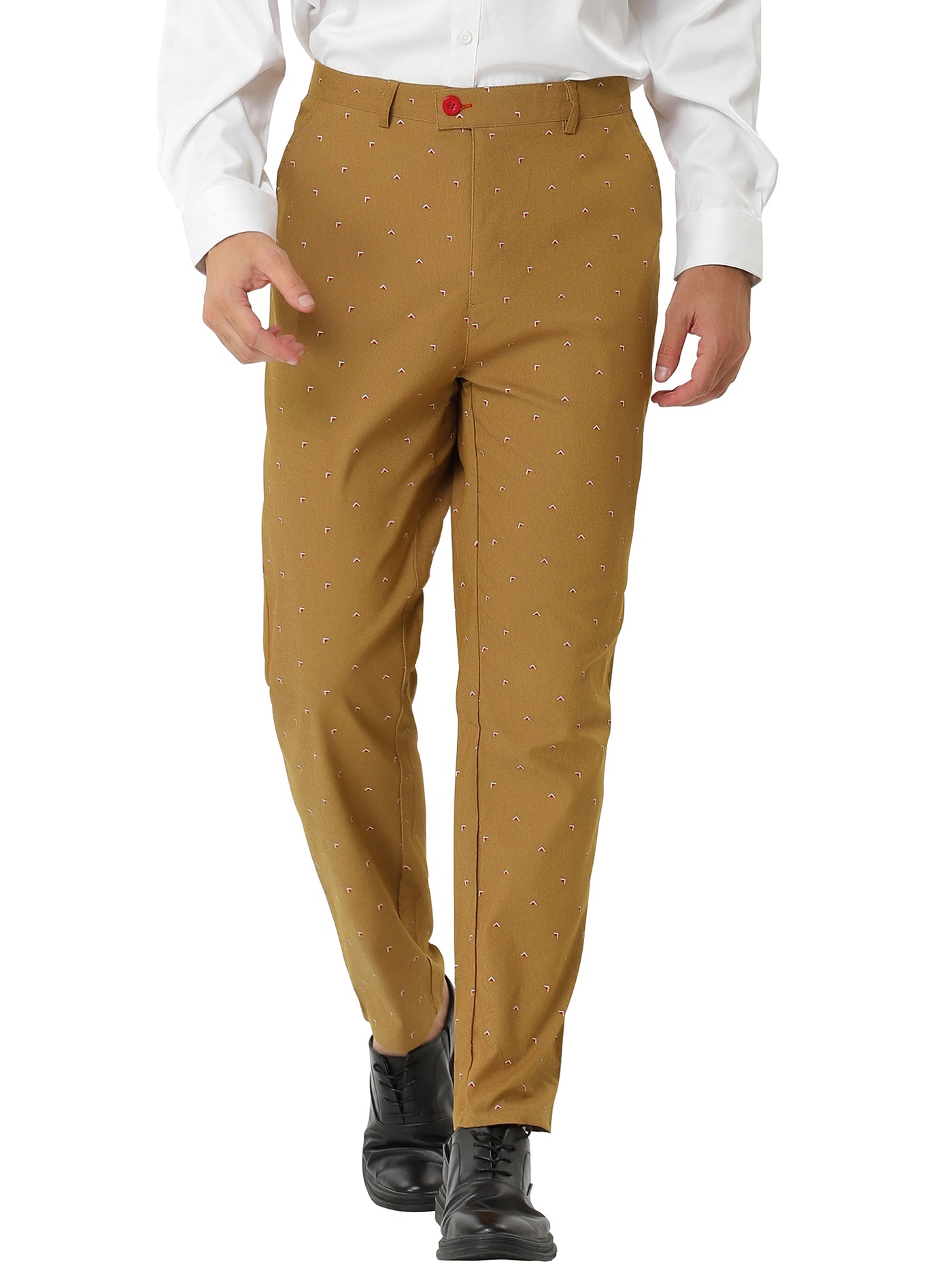 Bublédon Smart Casual Printed Flat Front Chino Dress Pants