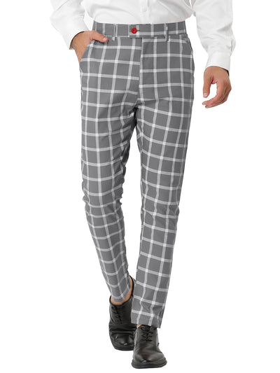 Plaid Casual Flat Front Business Checked Pants