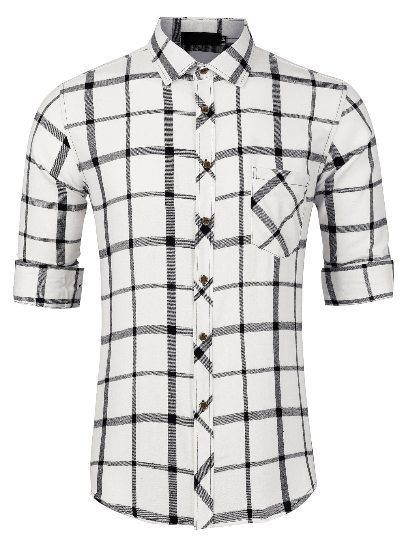 Bublédon Casual Plaid Lapel Pocket Button Long Sleeve Shirts