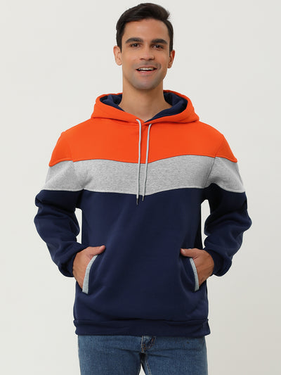 Casual Color Block Plush Lined Pullover Hoodies
