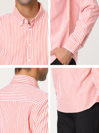 Vertical Striped Lapel Long Sleeve Button Dress Shirts
