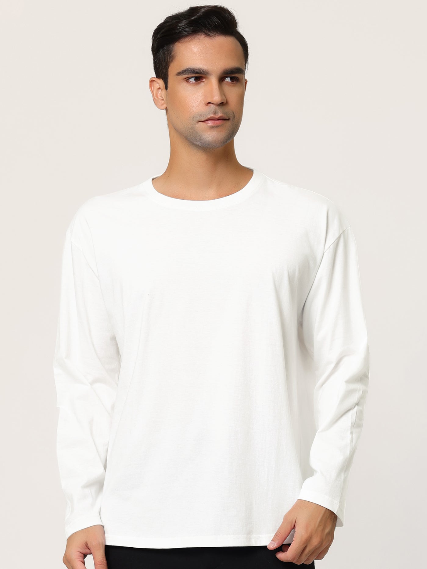 Bublédon Casual Loose Cotton Long Sleeve Crew Neck T-Shirt