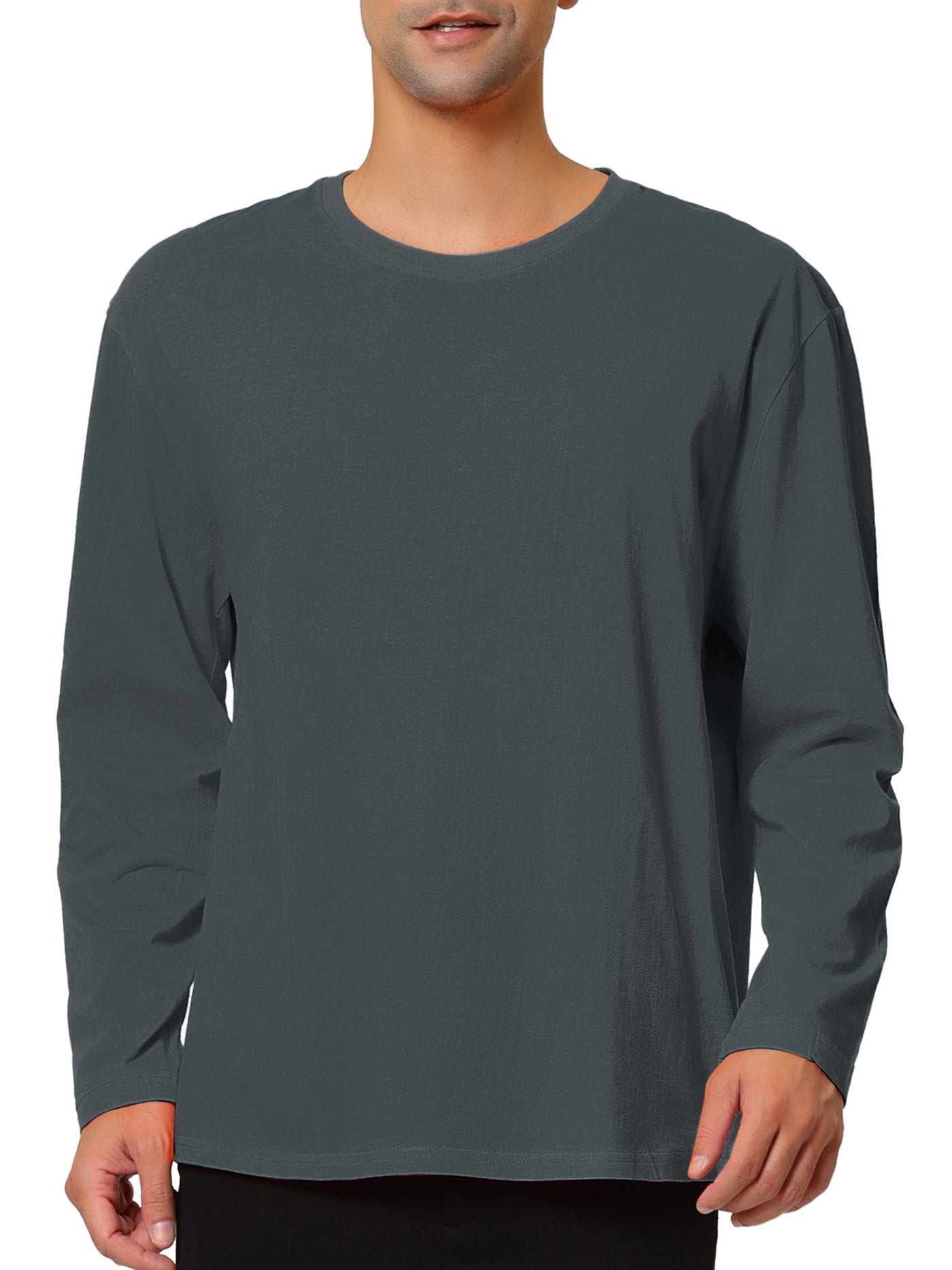 Bublédon Casual Loose Cotton Long Sleeve Crew Neck T-Shirt