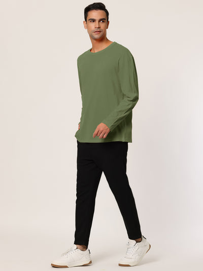 Casual Loose Cotton Long Sleeve Crew Neck T-Shirt