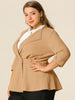 Knit X Line 3/4 Sleeve Button Decor Peplum Blazer