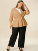 Knit X Line 3/4 Sleeve Button Decor Peplum Blazer