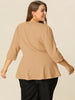 Knit X Line 3/4 Sleeve Button Decor Peplum Blazer