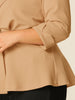 Knit X Line 3/4 Sleeve Button Decor Peplum Blazer
