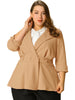 Knit X Line 3/4 Sleeve Button Decor Peplum Blazer