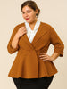 Knit X Line 3/4 Sleeve Button Decor Peplum Blazer