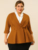 Knit X Line 3/4 Sleeve Button Decor Peplum Blazer