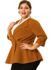 Knit X Line 3/4 Sleeve Button Decor Peplum Blazer