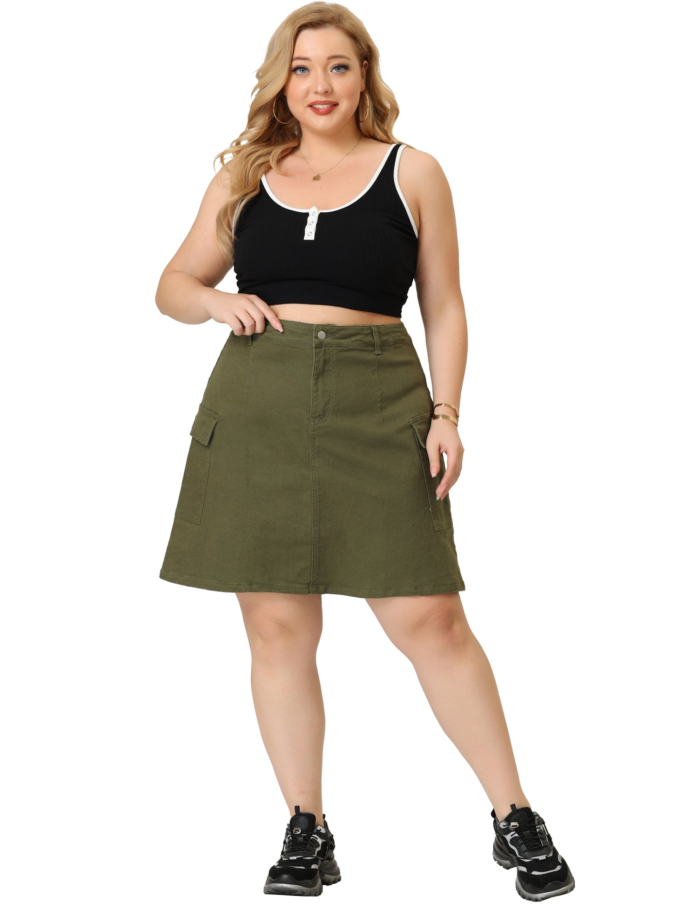 Bublédon Casual Plus Size A Line Plain Above Knee Skirt