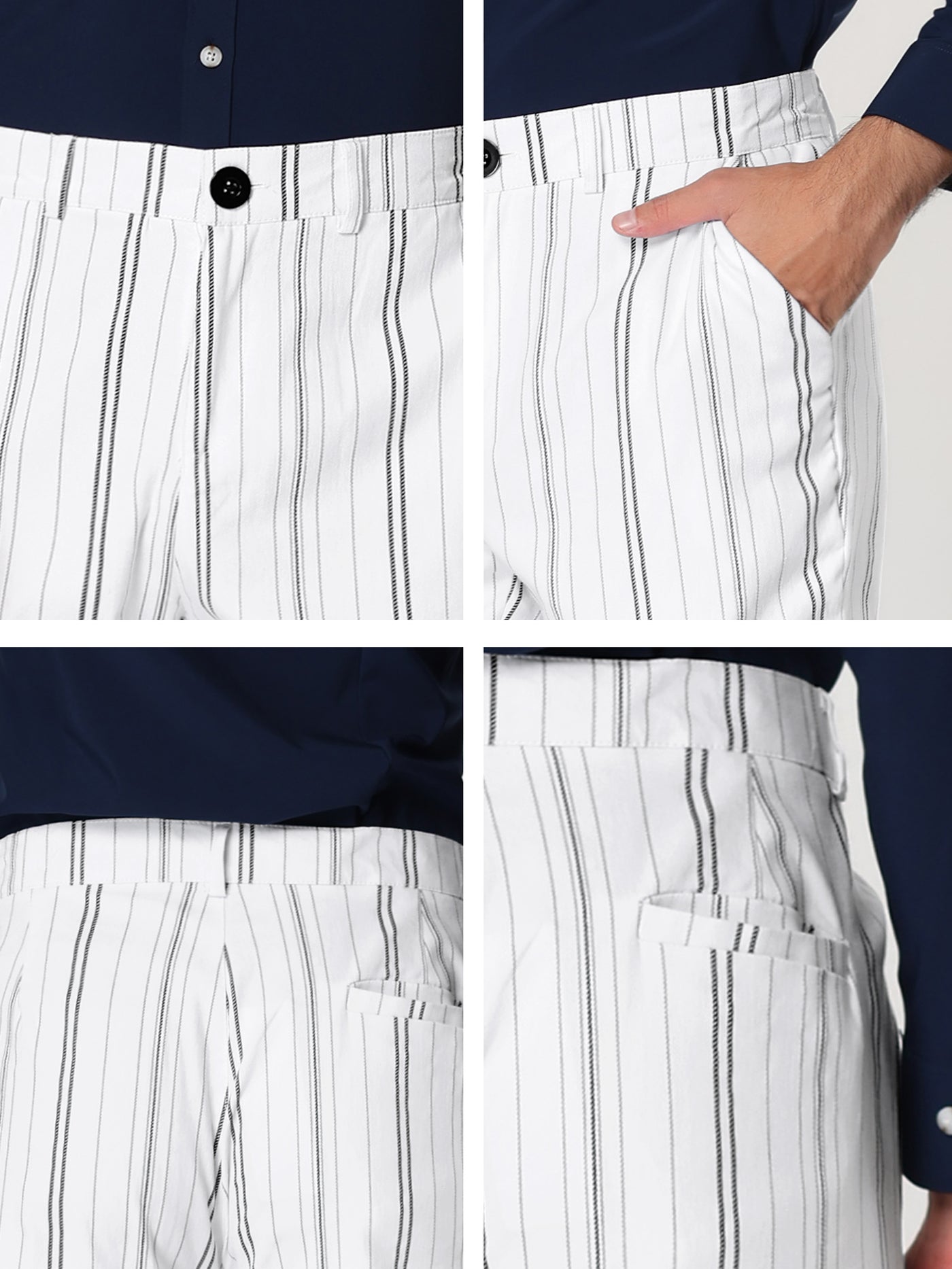 Bublédon Striped Flat Front Business Pencil Dress Trousers