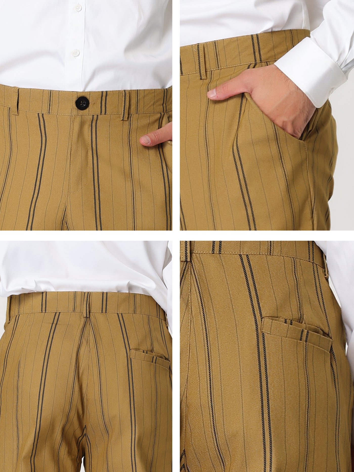 Bublédon Striped Flat Front Business Pencil Dress Trousers
