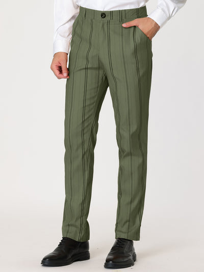 Striped Flat Front Business Pencil Dress Trousers