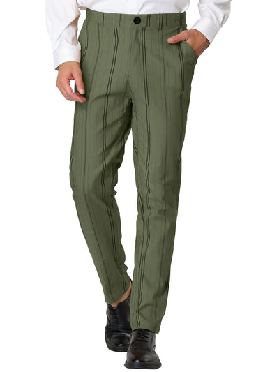 Striped Flat Front Business Pencil Dress Trousers