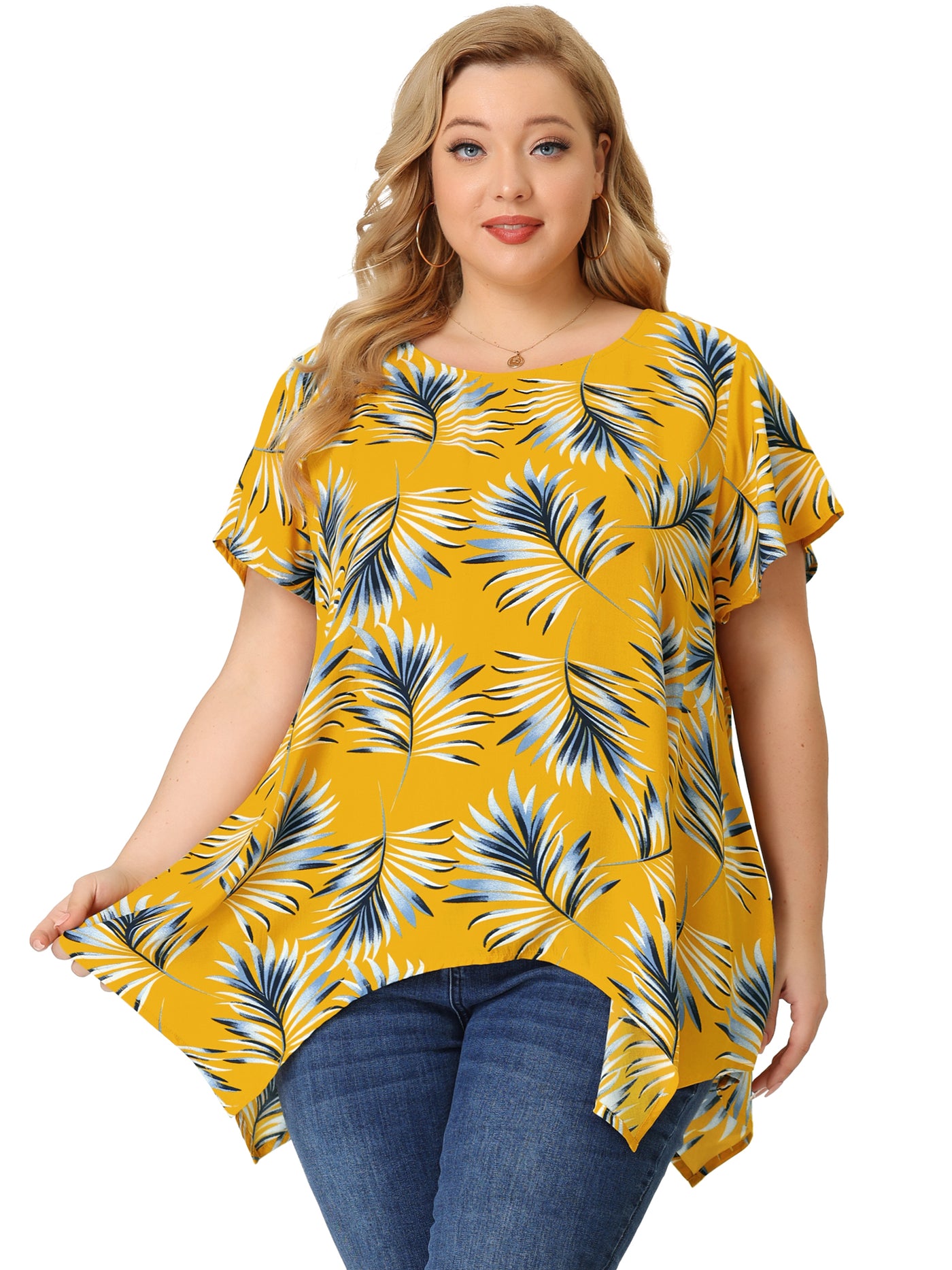 Bublédon Rayon Slouchy Floral Summer Round Neck Blouse
