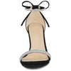 Perphy Round Toe Rhinestone Stiletto Heels Ankle Tie Sandals