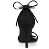 Perphy Round Toe Rhinestone Stiletto Heels Ankle Tie Sandals