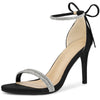 Perphy Round Toe Rhinestone Stiletto Heels Ankle Tie Sandals