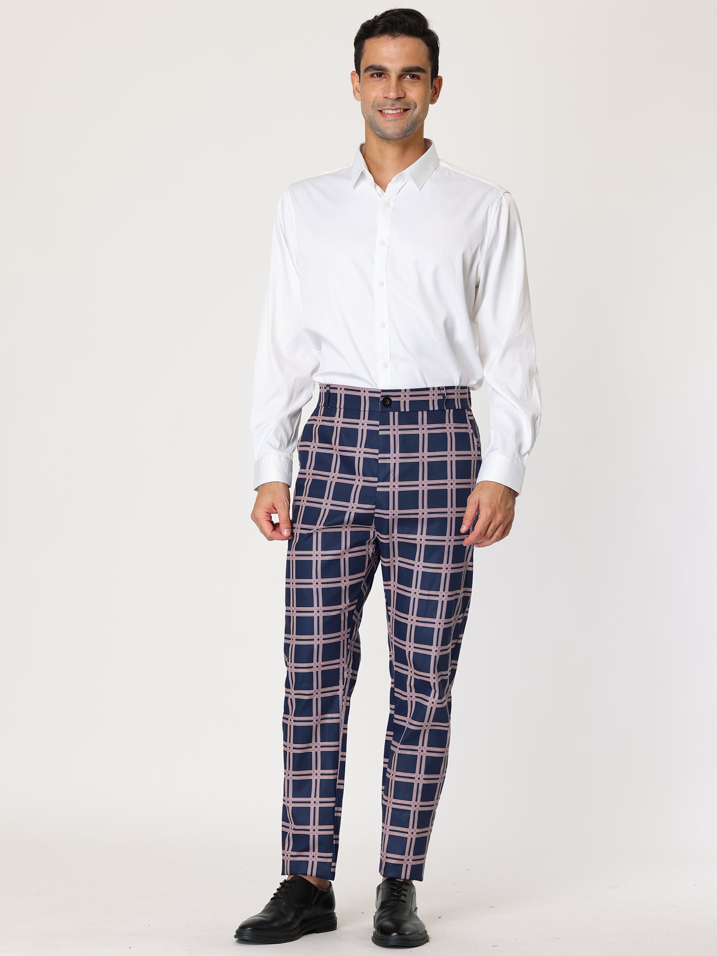 Bublédon Skinny Plaid Casual Bussiness Checked Dress Pants