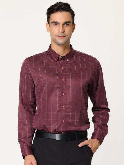 Bublédon Plaid Button Long Sleeve Contrast Business Shirt