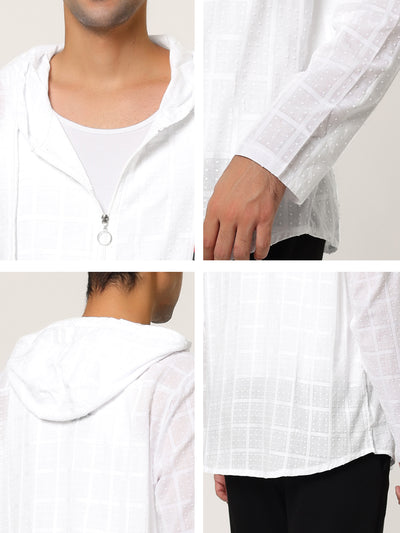 Linen Long Sleeve Lightweight Solid Hooded Jacket