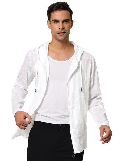 Linen Long Sleeve Lightweight Solid Hooded Jacket