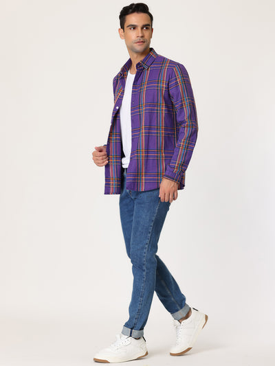 Casual Plaid Color Block Long Sleeve Checked Shirts