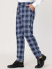 Flat Front Plaid Print Business Checked Dress Pants
