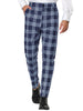 Flat Front Plaid Print Business Checked Dress Pants