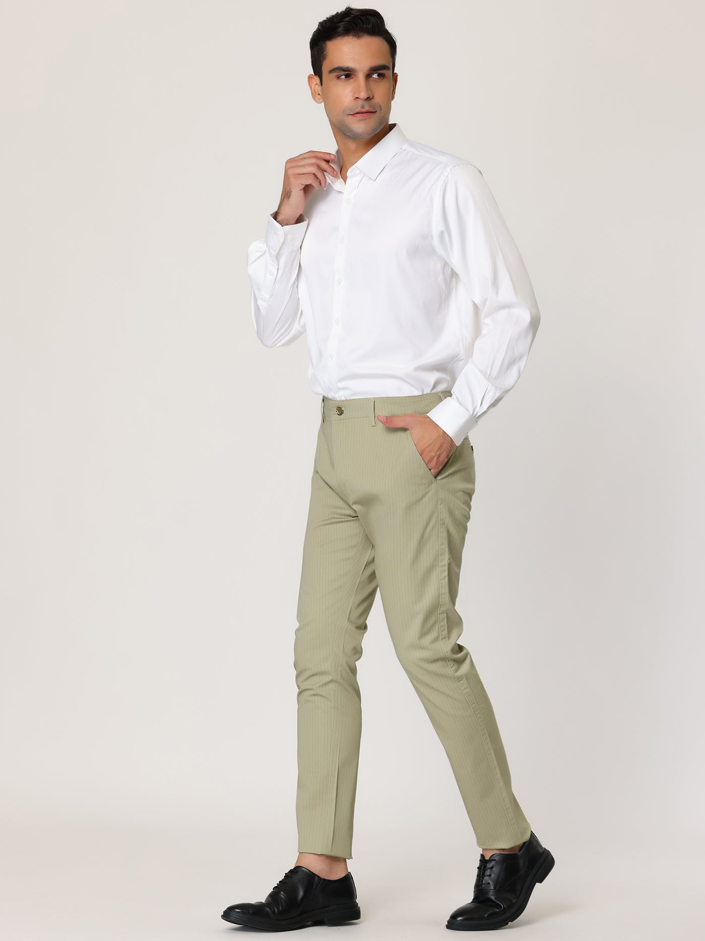 Bublédon Skinny Striped Straight Formal Business Dress Pants