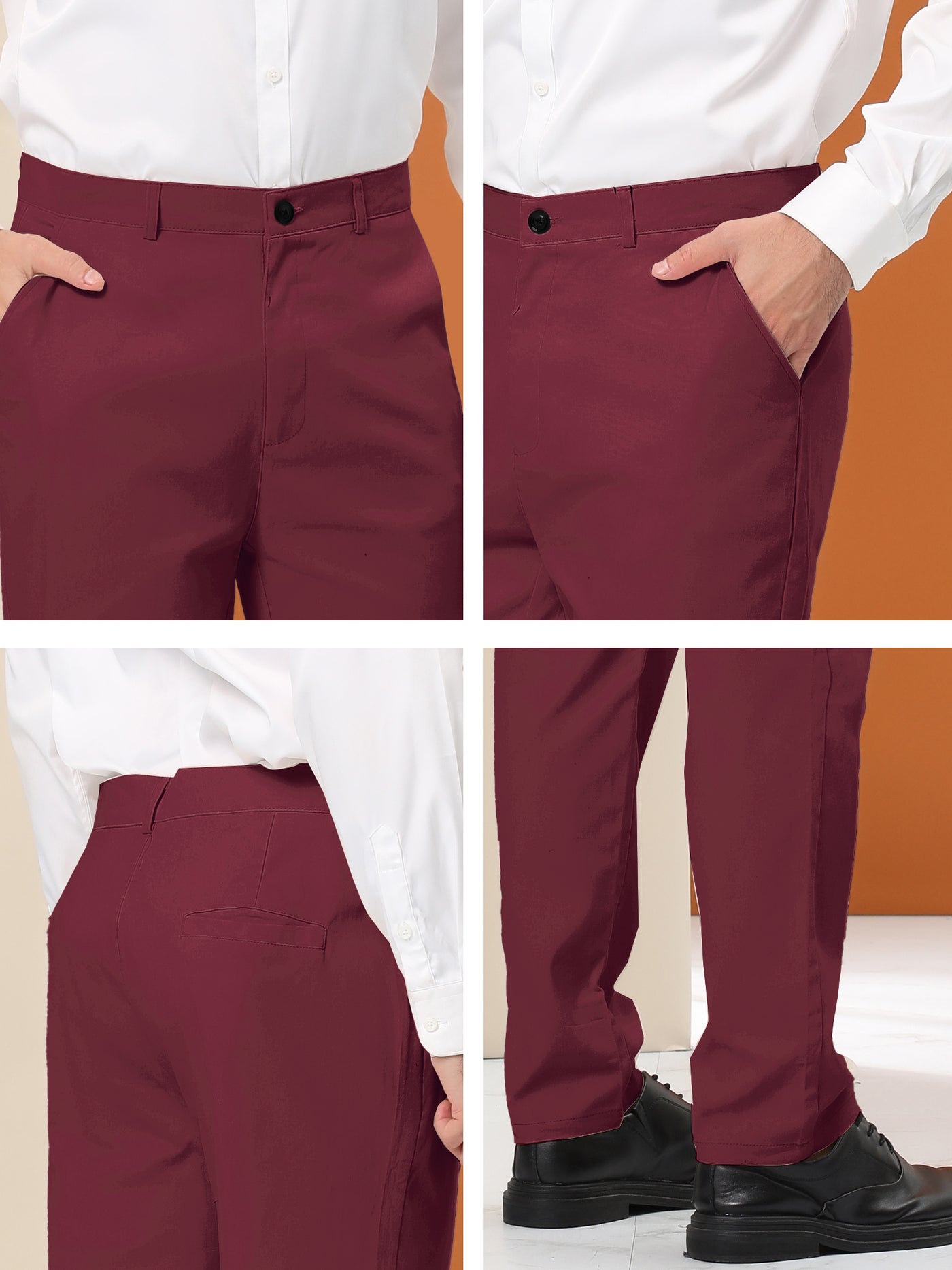 Bublédon Solid Color Flat Front Skinny Business Dress Pants