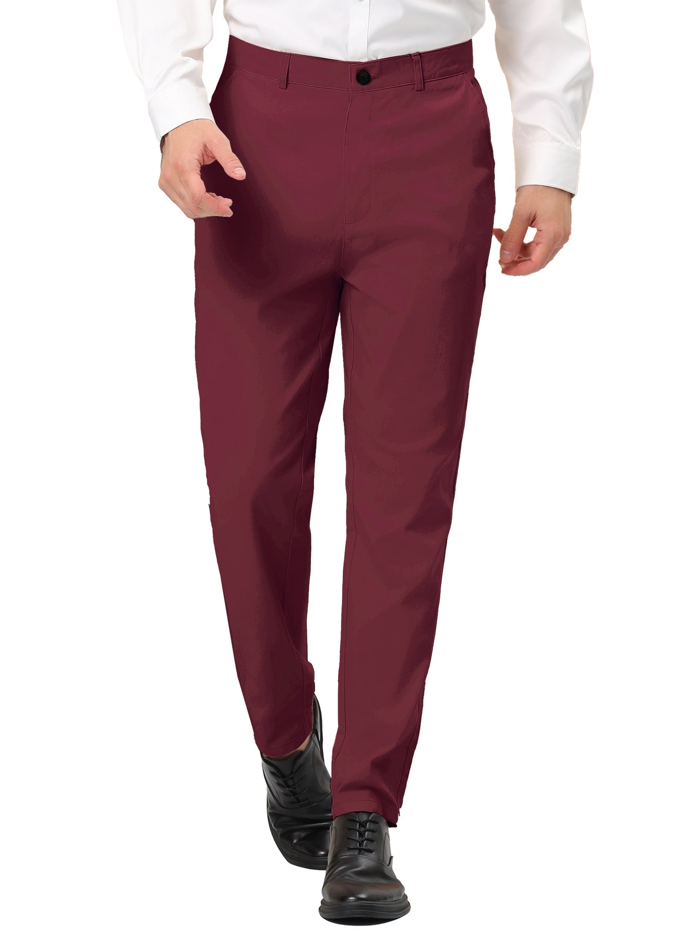 Bublédon Solid Color Flat Front Skinny Business Dress Pants