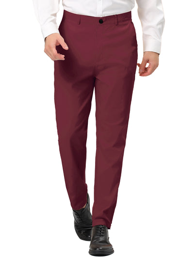 Solid Color Flat Front Skinny Business Dress Pants